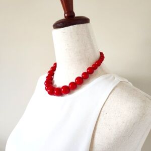 Vintage Red Graduated Bead Necklace